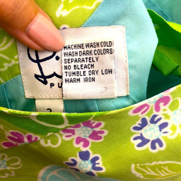 Lilly Pulitzer Green Backless Summer Dress with Back Tie, Fruits & Flowers Sz 2 - Picture 5 of 8